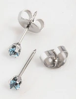 Surgical Steel Blue Crystal Piercing Stud 3mm