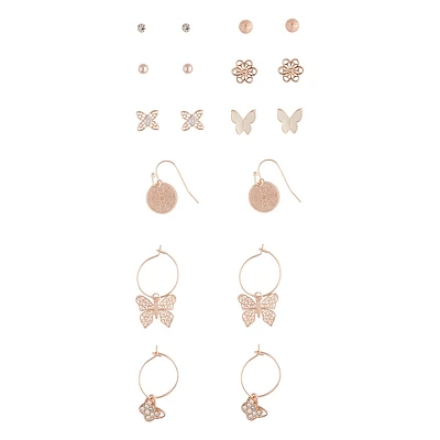 Rose Gold Butterfly Stud & Sleeper Earring Pack