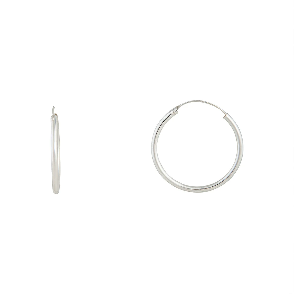 Sterling Silver Thick Hoop Earrings