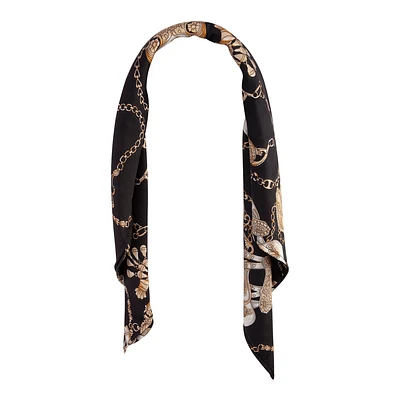 Black Gold Square Gold Chain Bandana Hair Scarf