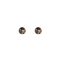 Black Gold Speck Circle Stud Earrings