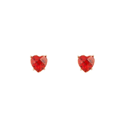 Red Glitter Heart Stud Earrings