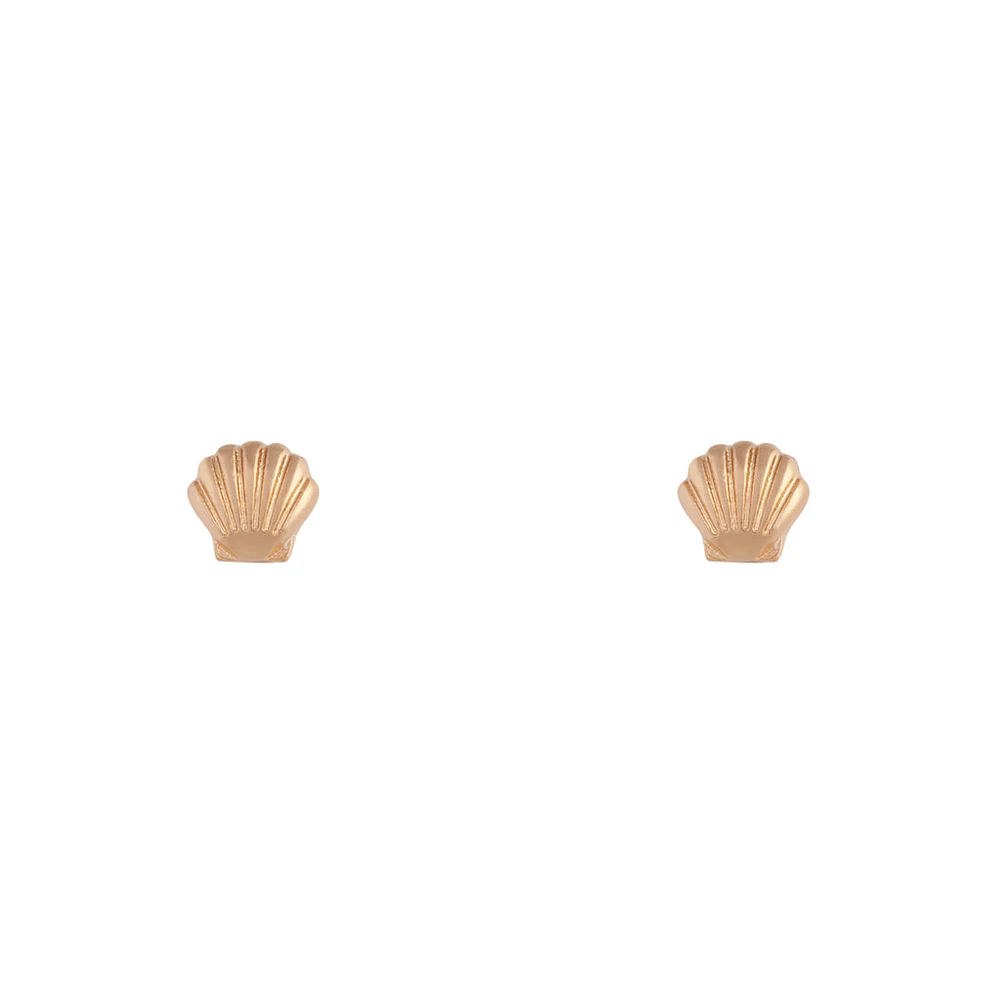 Small Seashell Gold Stud Earrings