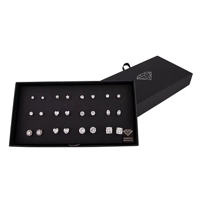 Diamond Simulant Silver Stud Earring 12-Pack