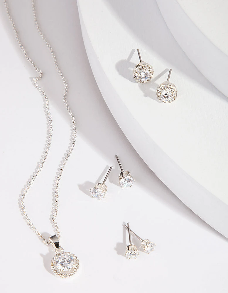 Diamond Simulant Necklace & Earring Set