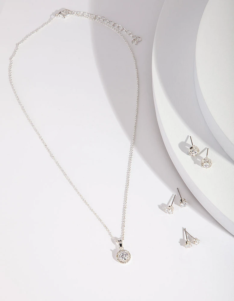 Diamond Simulant Necklace & Earring Set