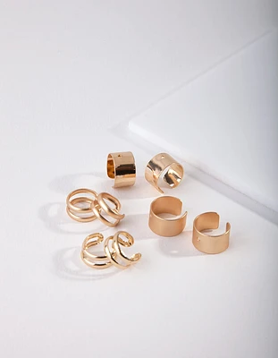 Gold Mixed Texture Ear Cuff 8-Pack