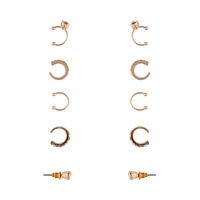 Gold Diamante Cuff Earrings 5-Pack