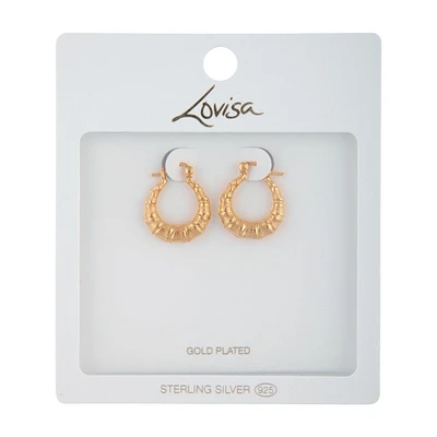 Gold Plated Sterling Silver Bamboo Hoop Earrings