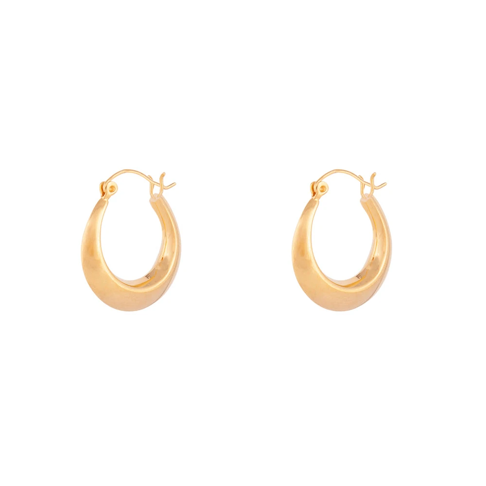 Gold Plated Sterling Silver Flat Edge Hoop Earrings