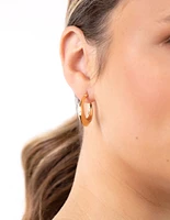 Gold Plated Sterling Silver Flat Edge Hoop Earrings