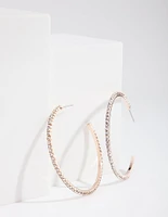 Diamante Rose Gold Hoop Earrings