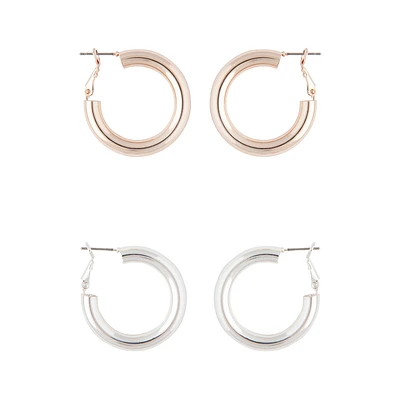 Classic Pack Chunky Rose Gold Silver Hoop