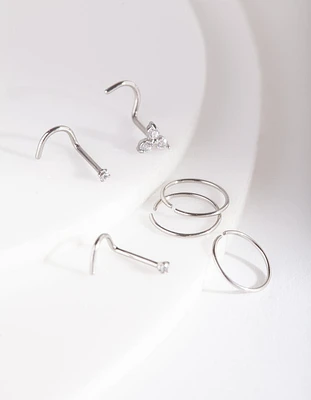 Surgical Steel Nose Ring & Stud 6-Pack