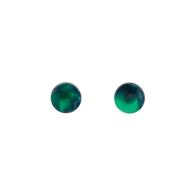 Green Resin Mini Circle Stud Earrings