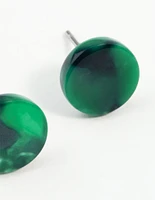 Green Resin Mini Circle Stud Earrings