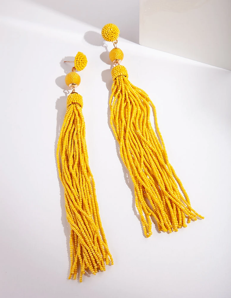 Yellow fine Beaded Earrings