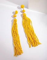 Yellow fine Beaded Earrings