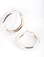 Polished Silver Chunky Hoop Earrings