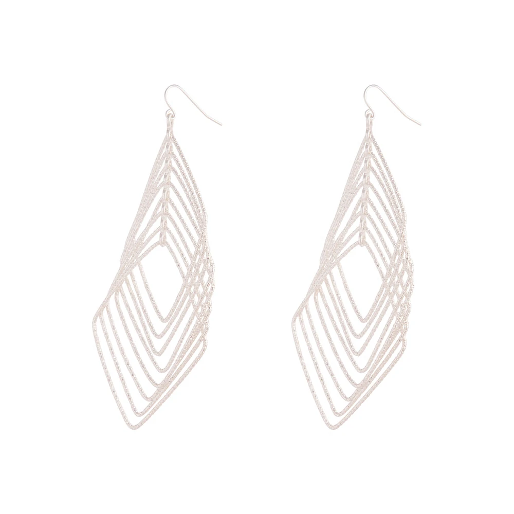 Silver Diamond Cut Drop Earrings