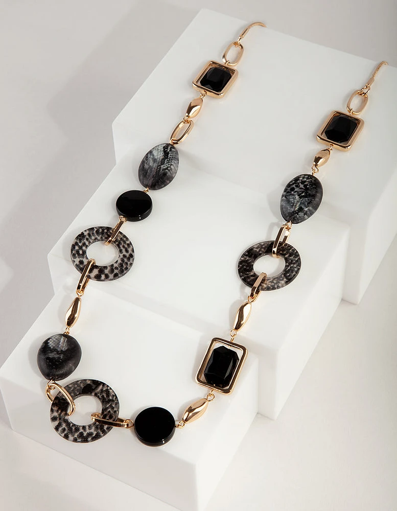 Black Acrylic Mixed Shape Necklace