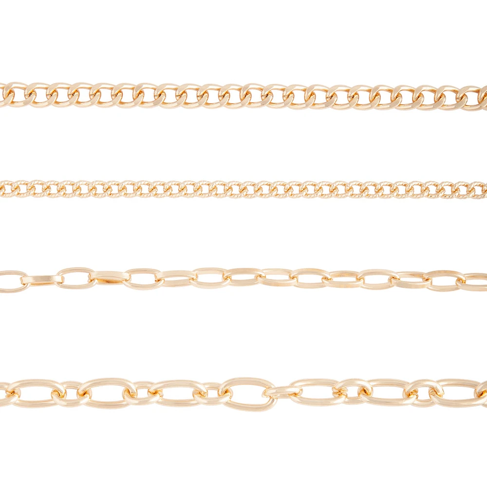 Gold Multi Chain Link Choker Pack