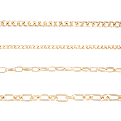 Gold Multi Chain Link Choker Pack