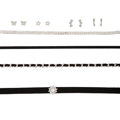 Black Rhodium Choker & Earrings Set