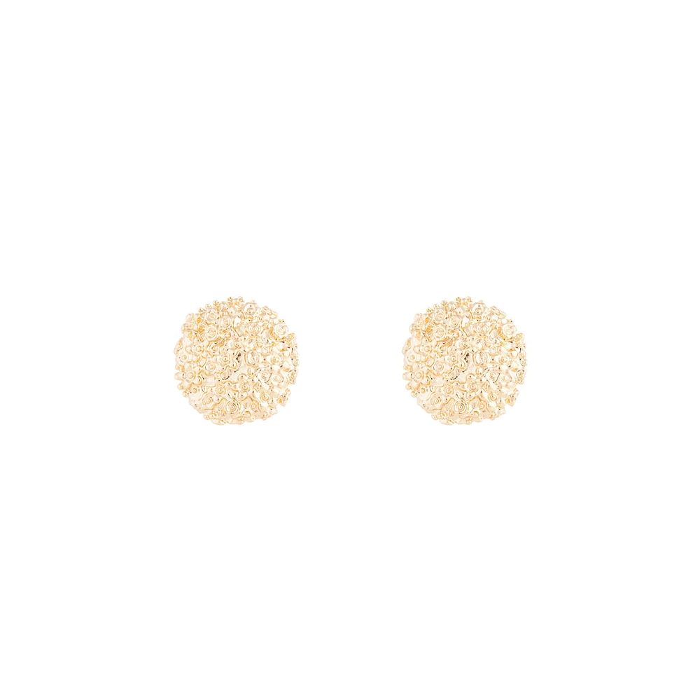 Gold Textured Round Stud Earrings