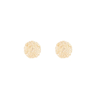 Gold Textured Round Stud Earrings