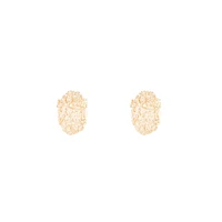 Gold Textured Round Stud Earrings