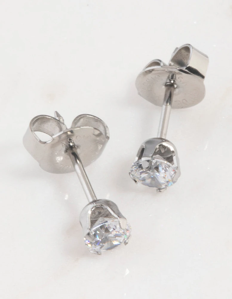 Surgical Steel Cubic Zirconia Piercing Stud 4mm