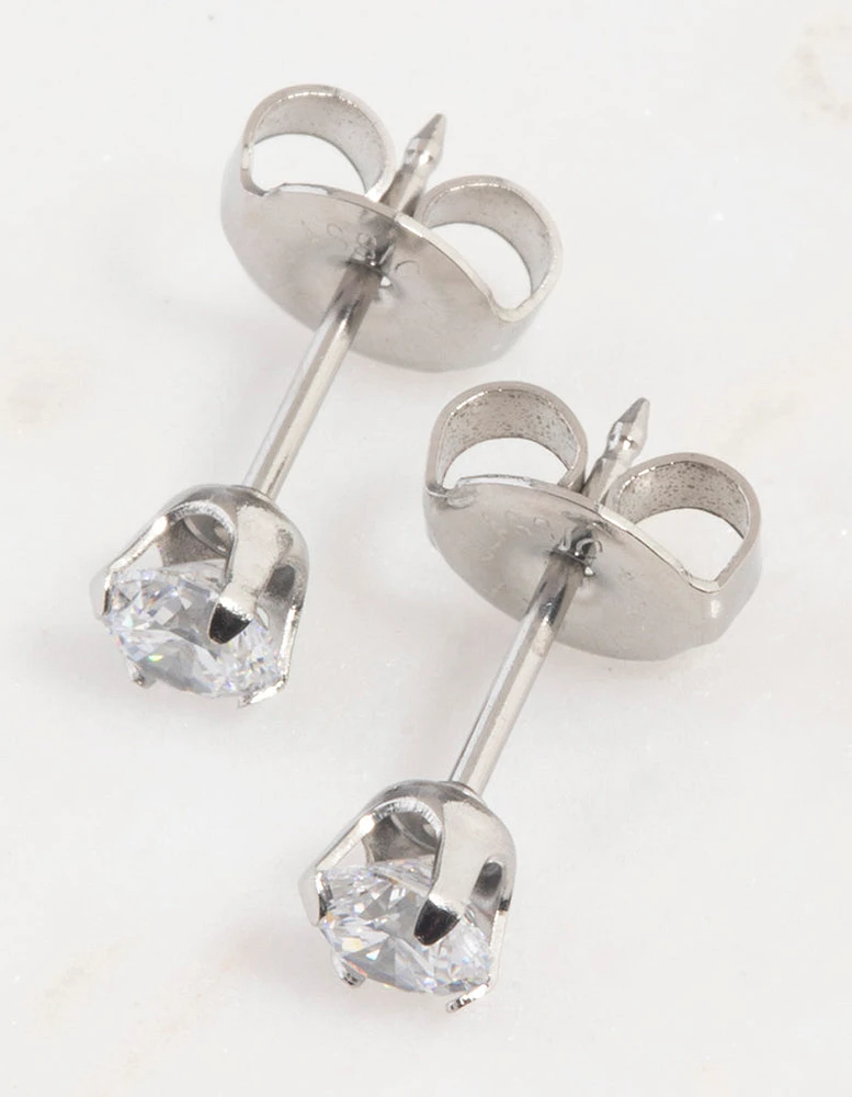 Surgical Steel Cubic Zirconia Piercing Stud 4mm