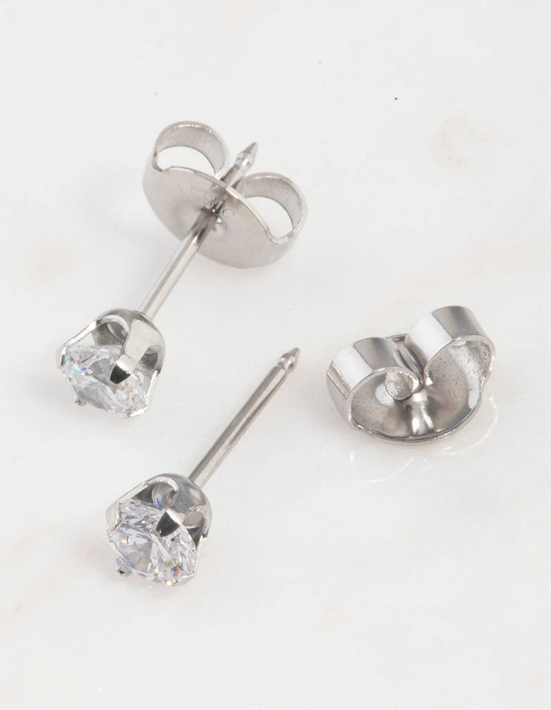 Surgical Steel Cubic Zirconia Piercing Stud 4mm