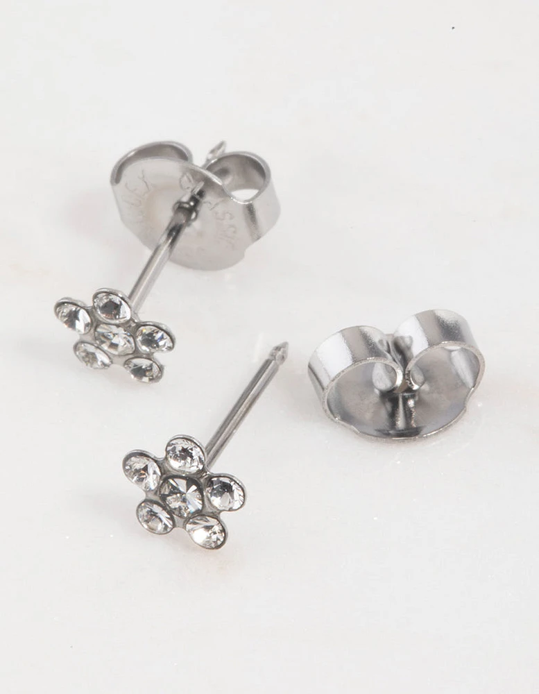 Surgical Steel Crystal Daisy Piercing Stud