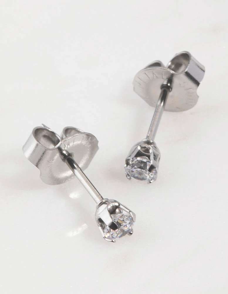 Surgical Steel Cubic Zirconia Diamond Piercing Stud 3mm