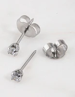 Surgical Steel Cubic Zirconia Diamond Piercing Stud 3mm