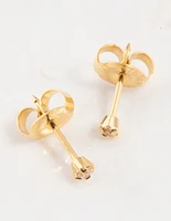 Gold 24K Cubic Zirconia Piercing Stud 2mm