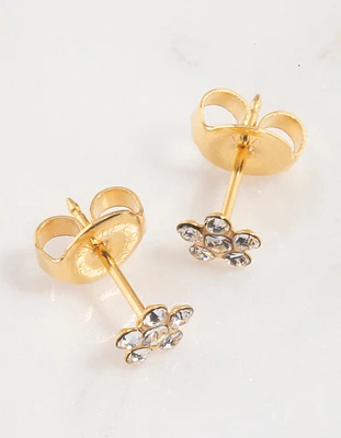 Gold 24K Daisy Crystal Percing Stud