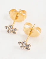 Gold 24K Daisy Crystal Percing Stud