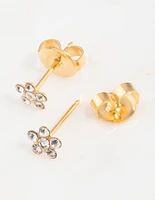 Gold 24K Daisy Crystal Percing Stud