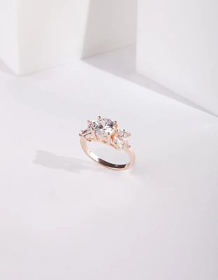 Rose Gold Cubic Zirconia Navette Ring