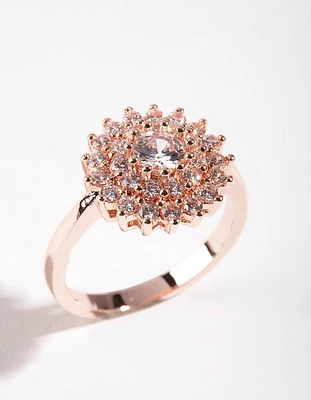 Gold Round Surround Cubic Zirconia Ring