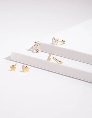 Gold Plated Sterling Silver Celestial Stud Earring Pack