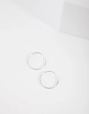Sterling Silver 16mm Diamond Cut Hoop Earrings