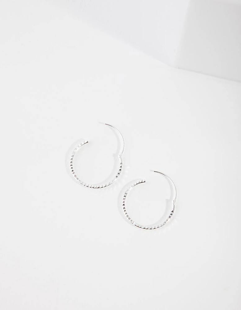 Sterling Silver 16mm Diamond Cut Hoop Earrings