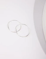 Sterling Silver 25mm Texture Hoop Earrings