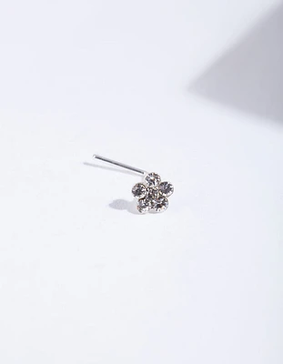 Sterling Silver Crystal Flower Nose Stud