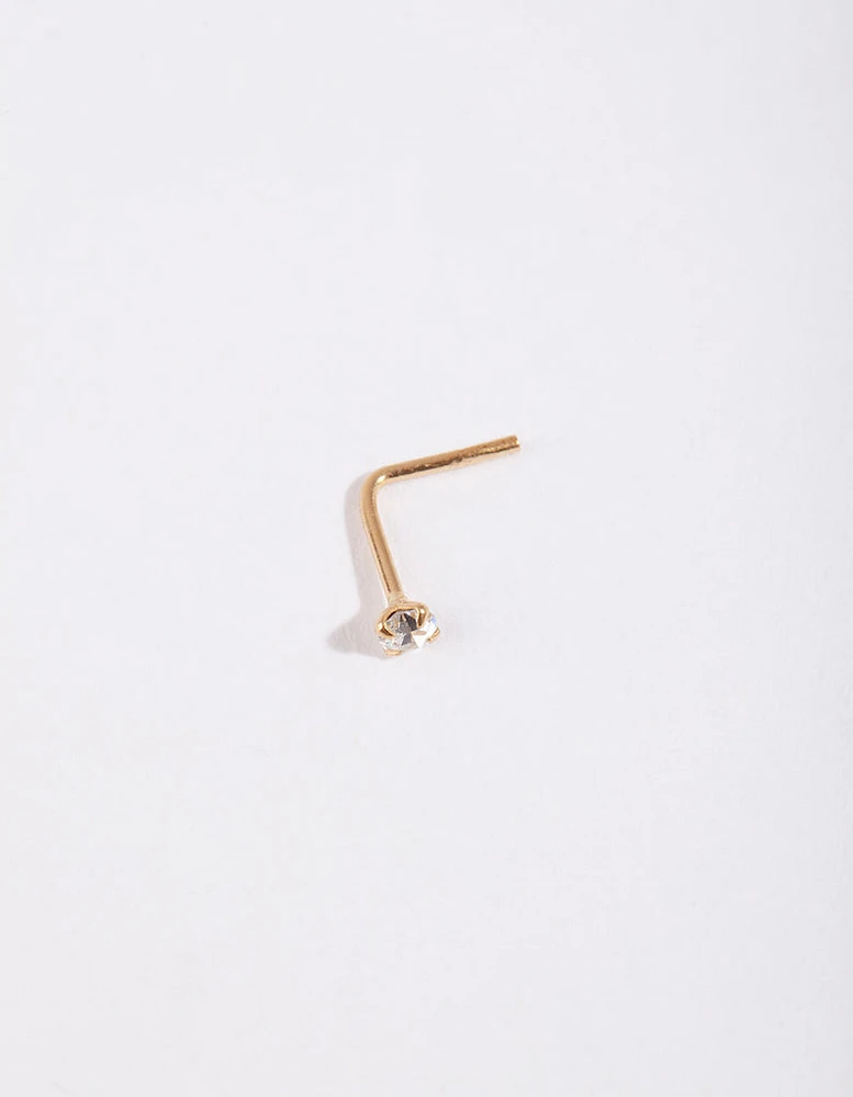 Gold Plated Sterling Silver Fine Diamante Nose Stud