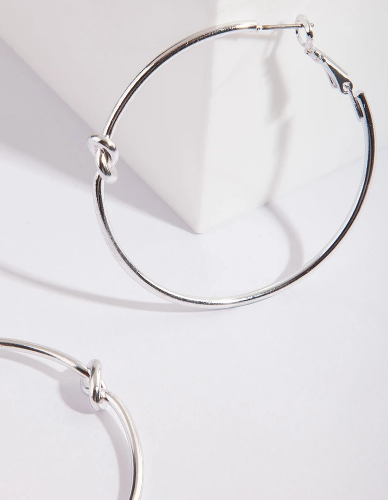 Silver Knot Hoop Earrings